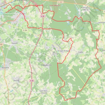 Trace GPS Boucle Le Mans - Étangs Loudon - Challes - Saint-Mars-d'Outillé - Parigné - Changé, itinéraire, parcours
