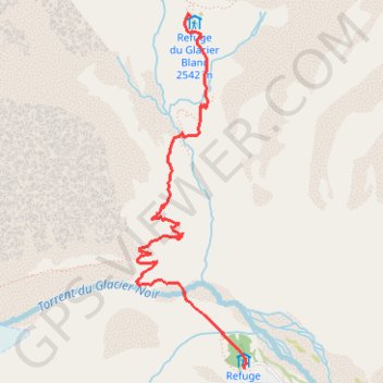 Trace GPS Du Chalet Hôtel du Pré de Madame Carle au refuge du Glacier Blanc, itinéraire, parcours