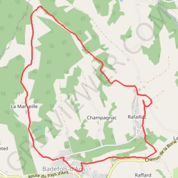 Trace GPS Boucle de Badefols, itinéraire, parcours
