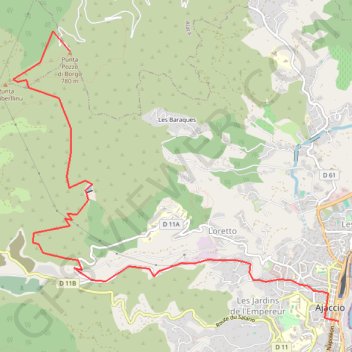 Trace GPS Corse, Ajaccio, Sources de la Lisa et Pozzo di Borgo, itinéraire, parcours