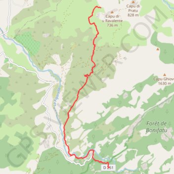 Trace GPS Mare e Monti - De Calenzana à Bonifatu, itinéraire, parcours