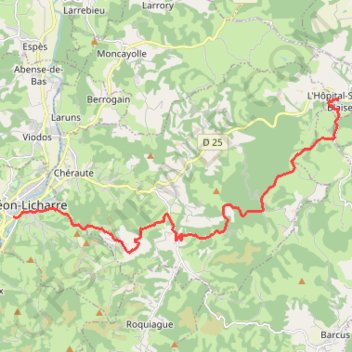 Trace GPS Chemin du Piémont Pyrénéen - De L'Hôpital-Saint-Blaise à Mauléon-Licharre, itinéraire, parcours