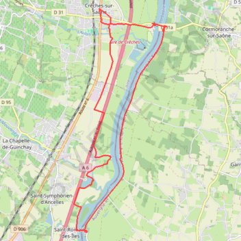 Trace GPS Circuit des Îles - Crêches-sur-Saône, itinéraire, parcours