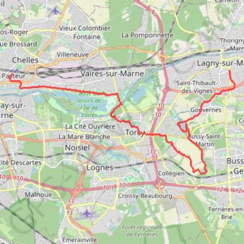 Trace GPS Lagny-sur-Marne - Chelles par Rentilly, itinéraire, parcours