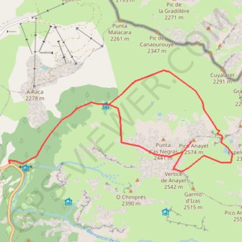 Trace GPS Anayet par canal Roya, itinéraire, parcours