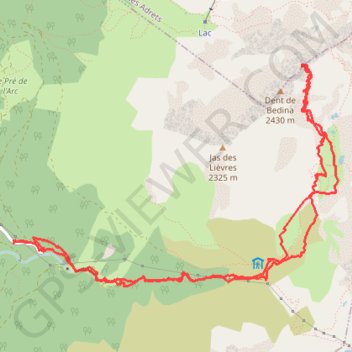 Trace GPS Dent de Bedina, itinéraire, parcours