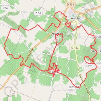 Trace GPS Arthenac 30 kms, itinéraire, parcours