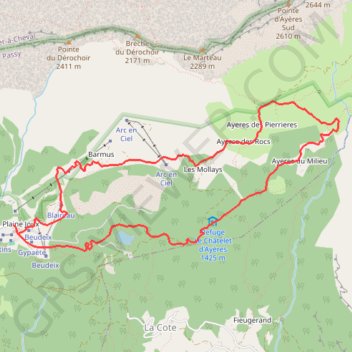 Trace GPS Tour des Ayères - Passy Plaine-Joux, itinéraire, parcours