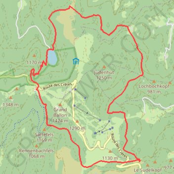 Trace GPS Tour du Grand-Ballon et Lac du Ballon, itinéraire, parcours