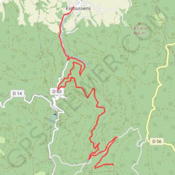 Trace GPS Peyre - Grises - Escoussens, itinéraire, parcours