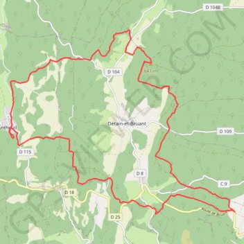 Trace GPS Les environs de Détain et Bruant (Mague), itinéraire, parcours