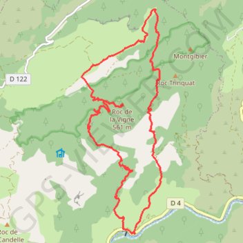Trace GPS Les Rocs Trinquat, Pioch, de la Jarre et de la Vigne, itinéraire, parcours