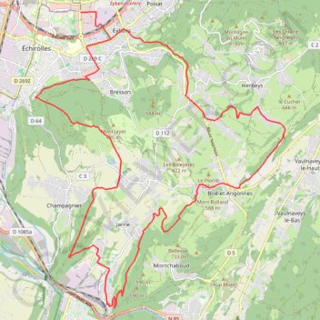 Trace GPS Crêtes d'Herbeys et de Champagnier, itinéraire, parcours