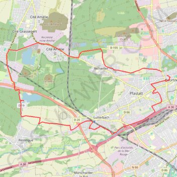 Trace GPS Mulhouse - Lutterbach - Reiningue - Richwiller - Mulhouse, itinéraire, parcours
