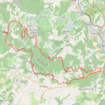Trace GPS Cahors-La-Rozière, itinéraire, parcours