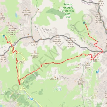 Trace GPS Queyras - Du refuge Agnel au refuge Viso, itinéraire, parcours