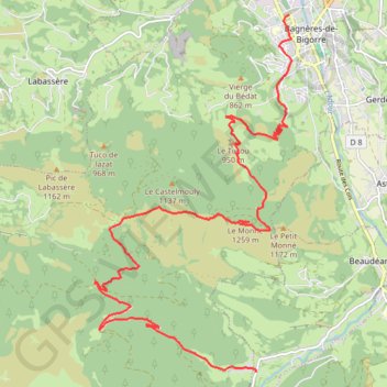 Trace GPS Lesponne - Le Monné - Bagnères de Bigorre, itinéraire, parcours