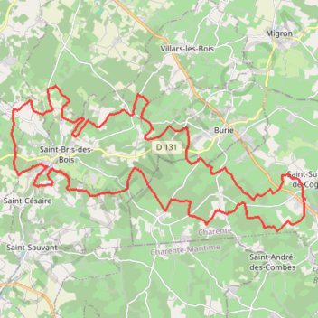 Trace GPS Saint-Sulpice-de-Cognac - Saint-Bris-des-Bois, itinéraire, parcours