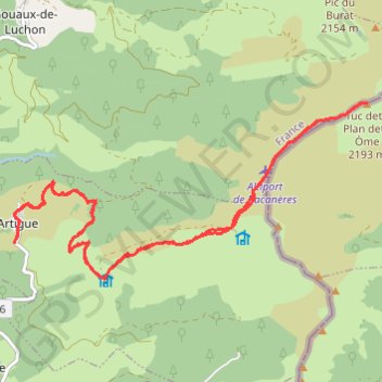 Trace GPS Luchon Artigue Pic de Bacanère, itinéraire, parcours