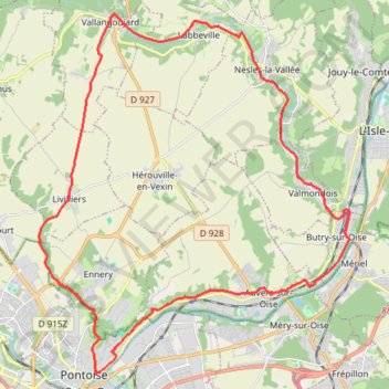 Trace GPS Vélo Boucle 30km - Auvers sur oise, itinéraire, parcours