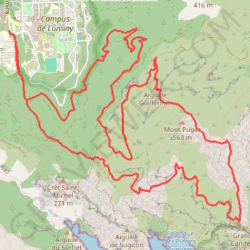 Trace GPS Luminy-Guillemin-Puget-Candelle boucle, itinéraire, parcours