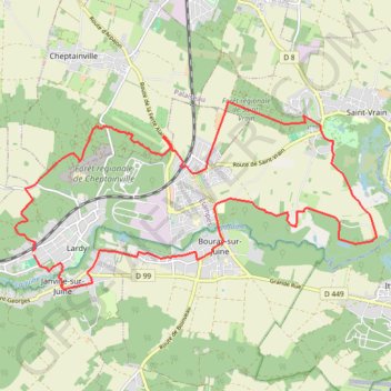 Trace GPS Lardy boucle Saint Vrain, itinéraire, parcours