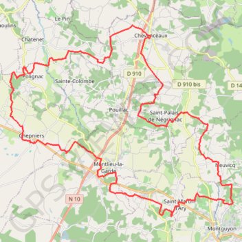 Trace GPS Montlieu 48km, itinéraire, parcours