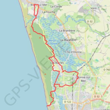 Trace GPS paracou-olonne-34km, itinéraire, parcours