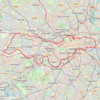 Trace GPS Tour de Londres, itinéraire, parcours