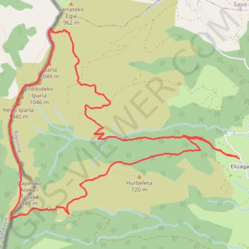 Trace GPS Boucle crête Iparla, itinéraire, parcours
