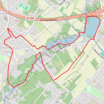 Trace GPS Entre Leuville-sur-Orge et Brétigny-sur-Orge, itinéraire, parcours
