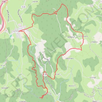 Trace GPS Le Bois des Côtes, les Gorges de Corbillon et le Château d'Urfé - Champoly, itinéraire, parcours