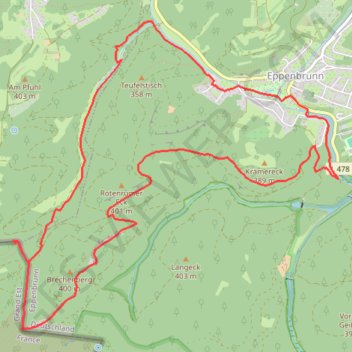 Trace GPS L'Altschossfelsen ou "rochers du vieux château" d'Eppenbrunn, itinéraire, parcours