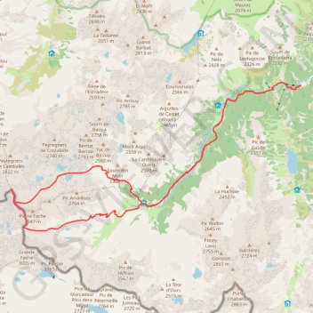 Trace GPS La Pène d'Aragon et le Pic de Cambales en circuit depuis le Marcadau, itinéraire, parcours