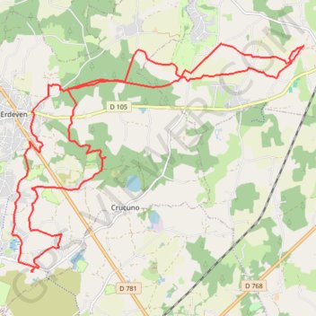 Trace GPS Erdeven - Randonnée VTT depuis Keravel, itinéraire, parcours