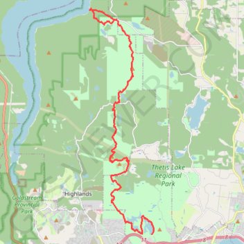 Trace GPS Mount Work - Mount Stewart - Thetis Lake, itinéraire, parcours