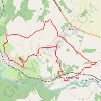 Trace GPS Balade autour du château de Saint-Vidal, itinéraire, parcours