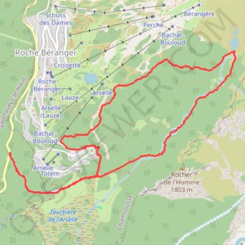 Trace GPS Lac Achard via plateau de l'Arselle, itinéraire, parcours