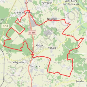 Trace GPS Maine de Boixe 38 kms, itinéraire, parcours
