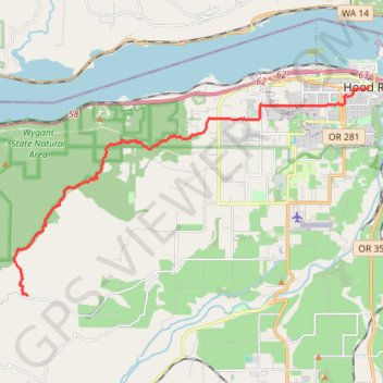 Trace GPS Post Canyon from Binns Hill to Hood River, itinéraire, parcours