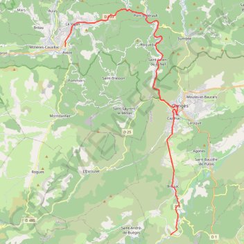 Trace GPS Étape 9 : Le Vigan - Pont de Saint-Étienne d'Issensac, itinéraire, parcours