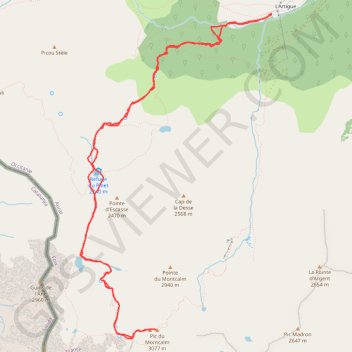 Trace GPS Pic du Montcalm, itinéraire, parcours