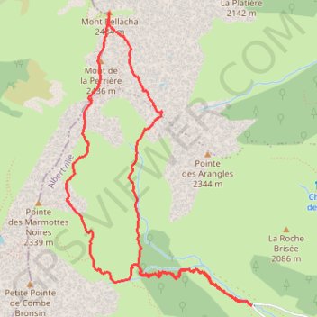 Trace GPS Mont Bellacha (Lauzière), itinéraire, parcours