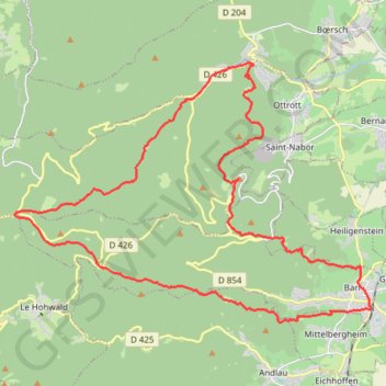 Trace GPS Barr - Rotlach - Kligenthal - Sainte-Odile - Barr, itinéraire, parcours