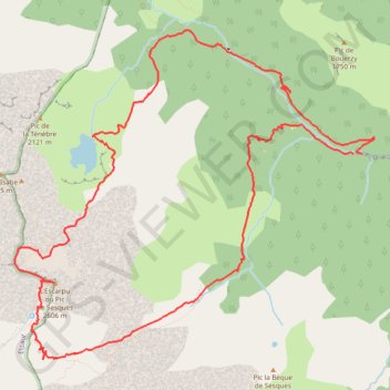 Trace GPS Pic de Sesques, boucle par le Vallon de Sesques et Descente par le Lac d'Isabe, itinéraire, parcours