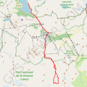 Trace GPS Tricotage à Val d'Isère, itinéraire, parcours