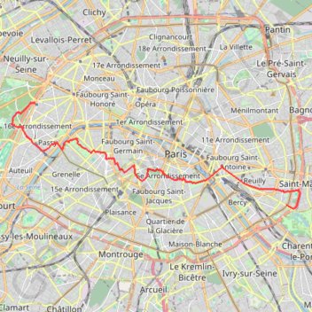 Trace GPS Paris ouest - est, itinéraire, parcours