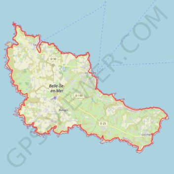 Trace GPS Tour de Belle-Île-en-Mer - GR340, itinéraire, parcours