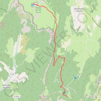Trace GPS GTV - Tour du Vercors à pied - Col de Vassieux - Font d'Urle, itinéraire, parcours
