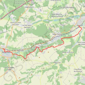 Trace GPS De Dourdan à Breuillet, itinéraire, parcours